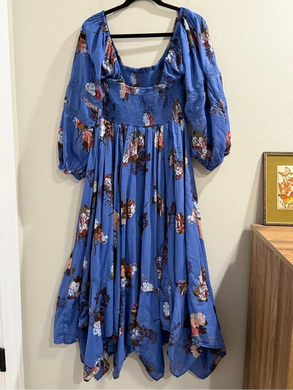 Free People Size Small Dutch Blue Morning Glory Maxi Dress Bohemian Cottagecore
